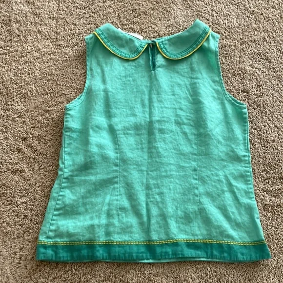 Boden Green Sleeveless Blouse with Yellow Trim - Picture 5 of 6